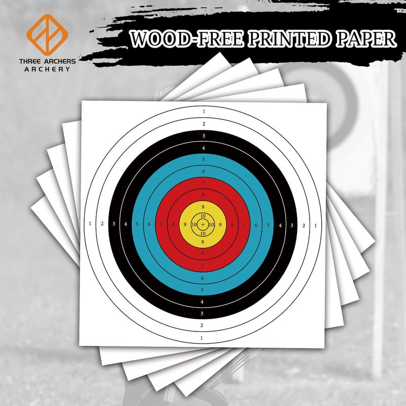 THREE ARCHERS أهداف الرماية ورقية 20 قطعة هدف رماية قياسي للفناء الخلفي 23.6 إنش 10 حلقة أهداف قوس وسهم للصيد والرماية ملحقات الرماية للتدريب على الأهداف - Image 3